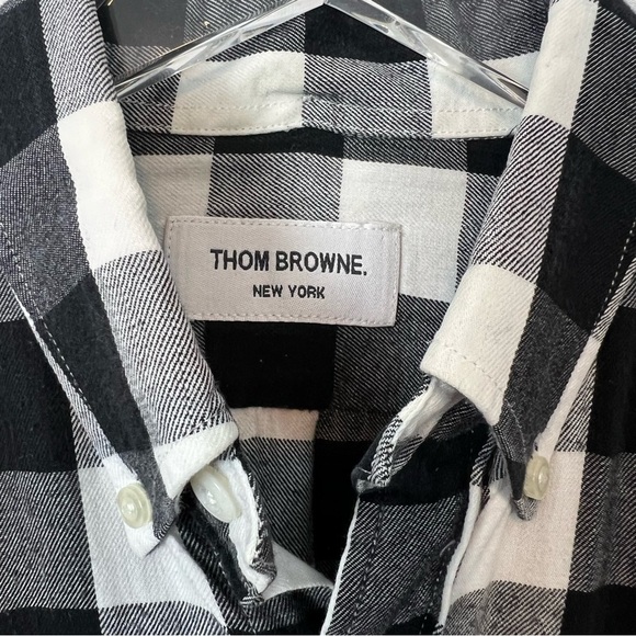 Thom Browne Grey White Plaid Button Down shirt L - Picture 5 of 8